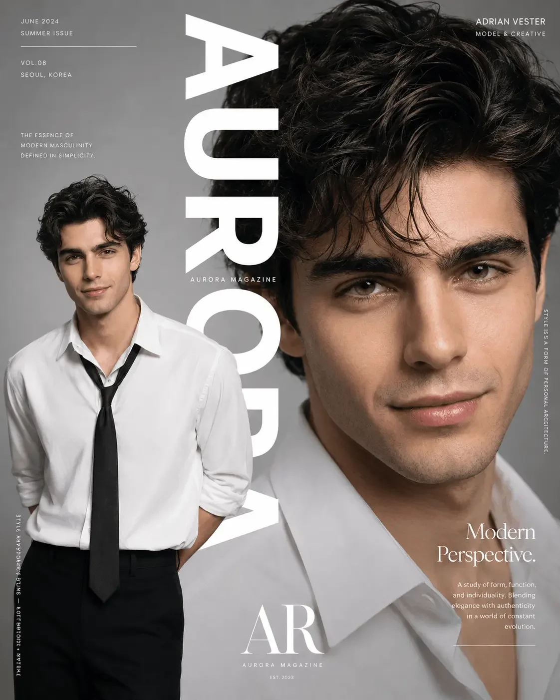 luxury Korean fashion editorial magazine poster