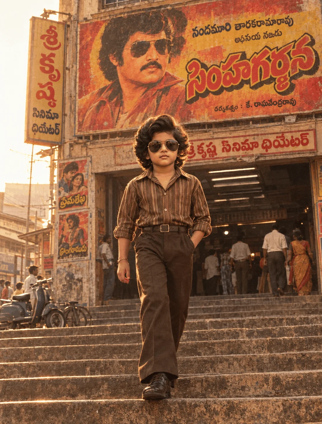 1980s Indian child retro street photograph prompt